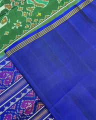 Blue & Green Big Figure Peacock Swan Patola Saree - SindhoiPatolaArt