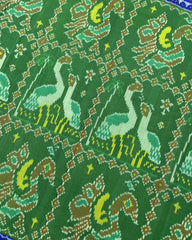 Blue & Green Big Figure Peacock Swan Patola Saree - SindhoiPatolaArt