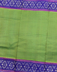 Blue & Green Small Chex Patola Saree - SindhoiPatolaArt
