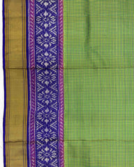 Blue & Green Small Chex Patola Saree - SindhoiPatolaArt