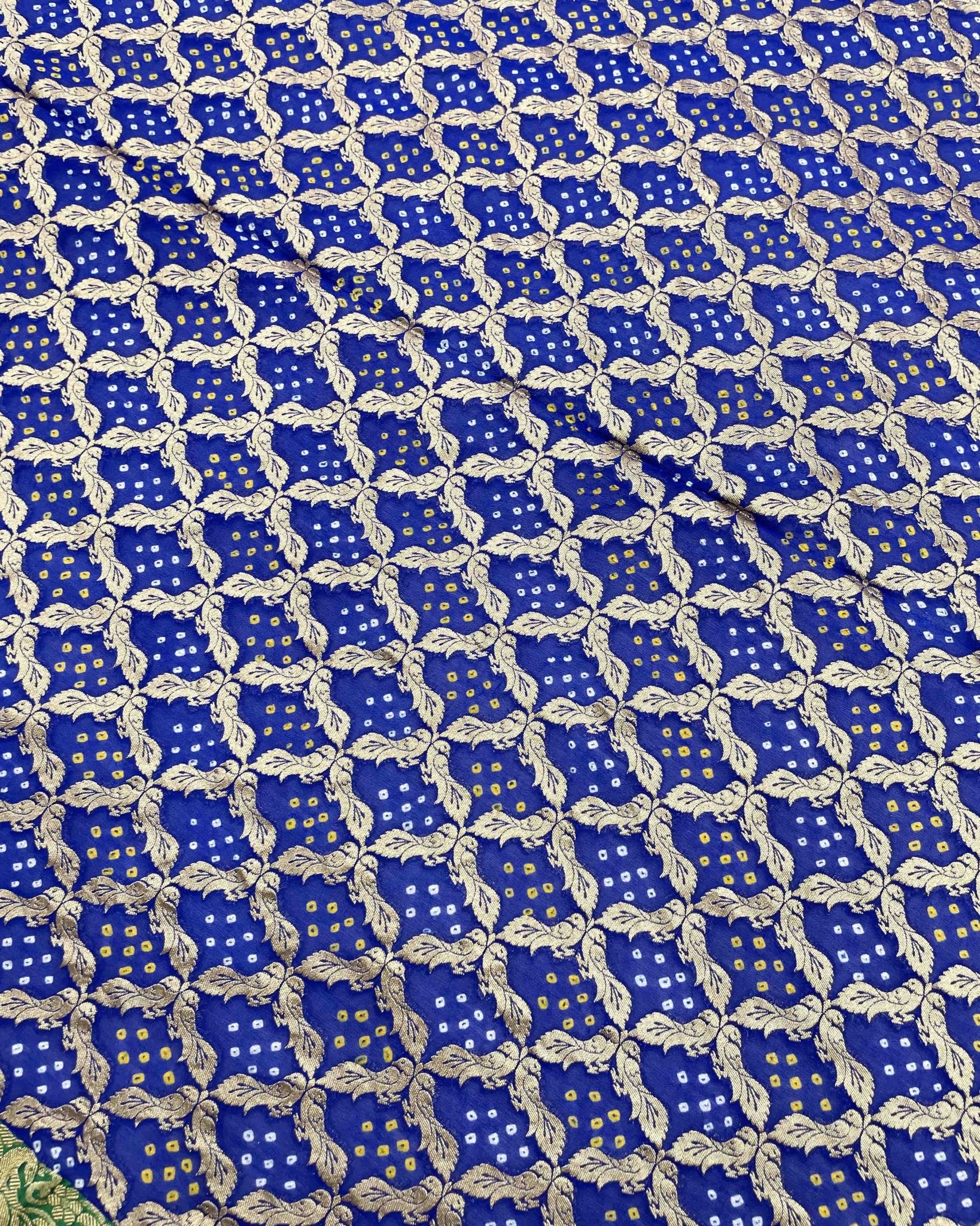 Blue Janglow Georgette Bandhani Saree - SindhoiPatolaArt