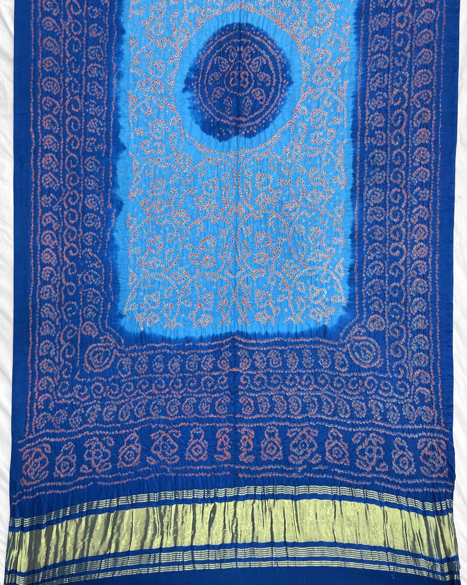 Blue & Light Blue Gajji Bandhani Dupatta - SindhoiPatolaArt