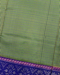 Blue & Light Green Chex Patola Saree - SindhoiPatolaArt
