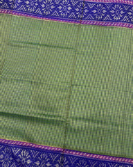 Blue & Light Green Chex Patola Saree - SindhoiPatolaArt