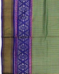 Blue & Light Green Chex Patola Saree - SindhoiPatolaArt