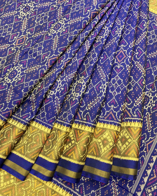 Blue Manekchowk Designer Patola Sareee - SindhoiPatolaArt