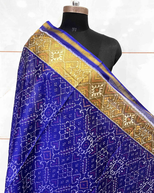 Blue Manekchowk Patola Dupatta - SindhoiPatolaArt