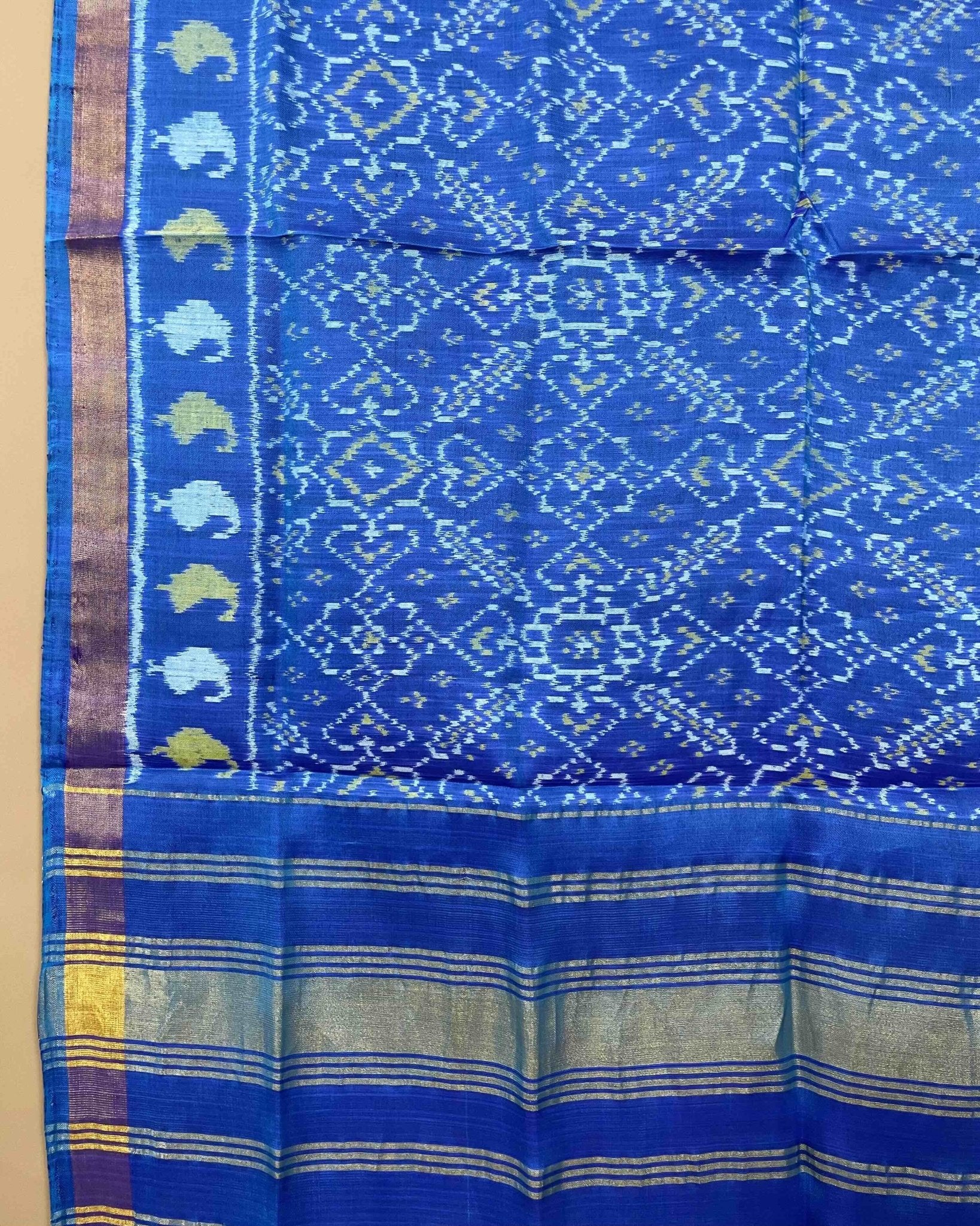 Blue Manekchowk Patola Dupatta - SindhoiPatolaArt