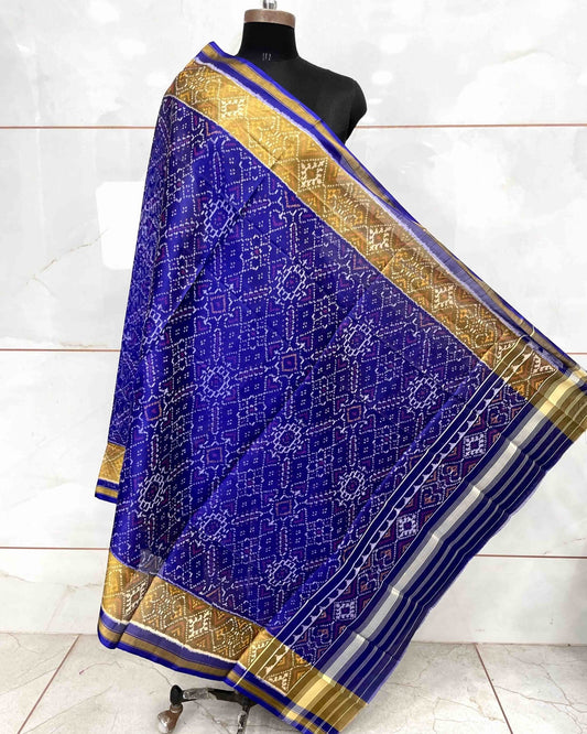 Blue Manekchowk Patola Dupatta - SindhoiPatolaArt