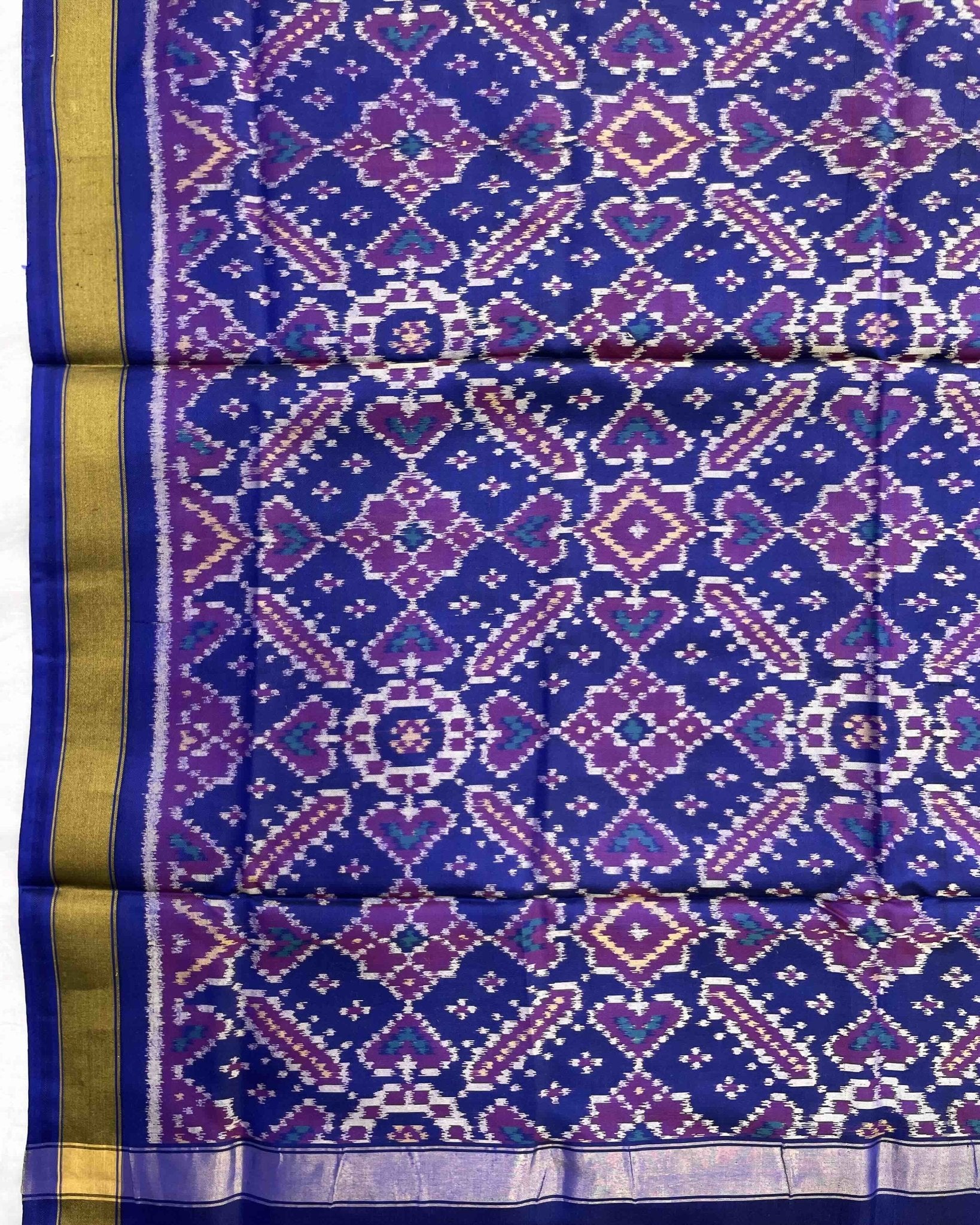 Blue Manekchowk Patola Dupatta - SindhoiPatolaArt