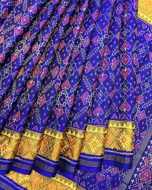 Blue Manekchowk Patola Saree - SindhoiPatolaArt