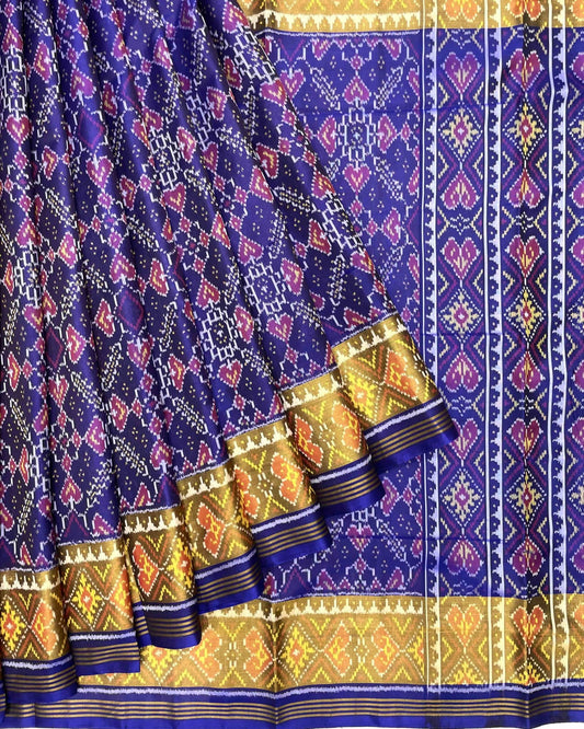 Blue Manekchowk Patola Saree - SindhoiPatolaArt