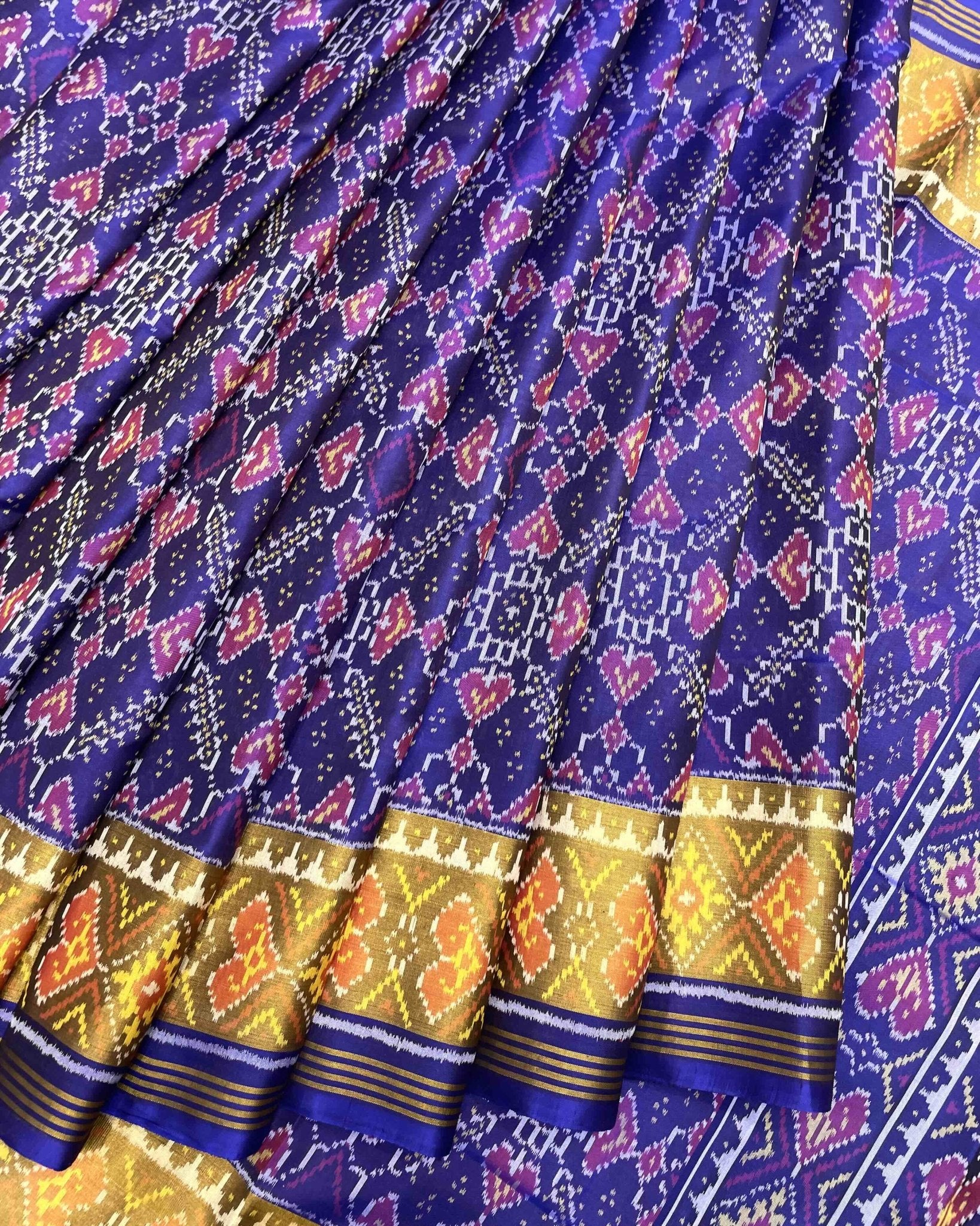 Blue Manekchowk Patola Saree - SindhoiPatolaArt