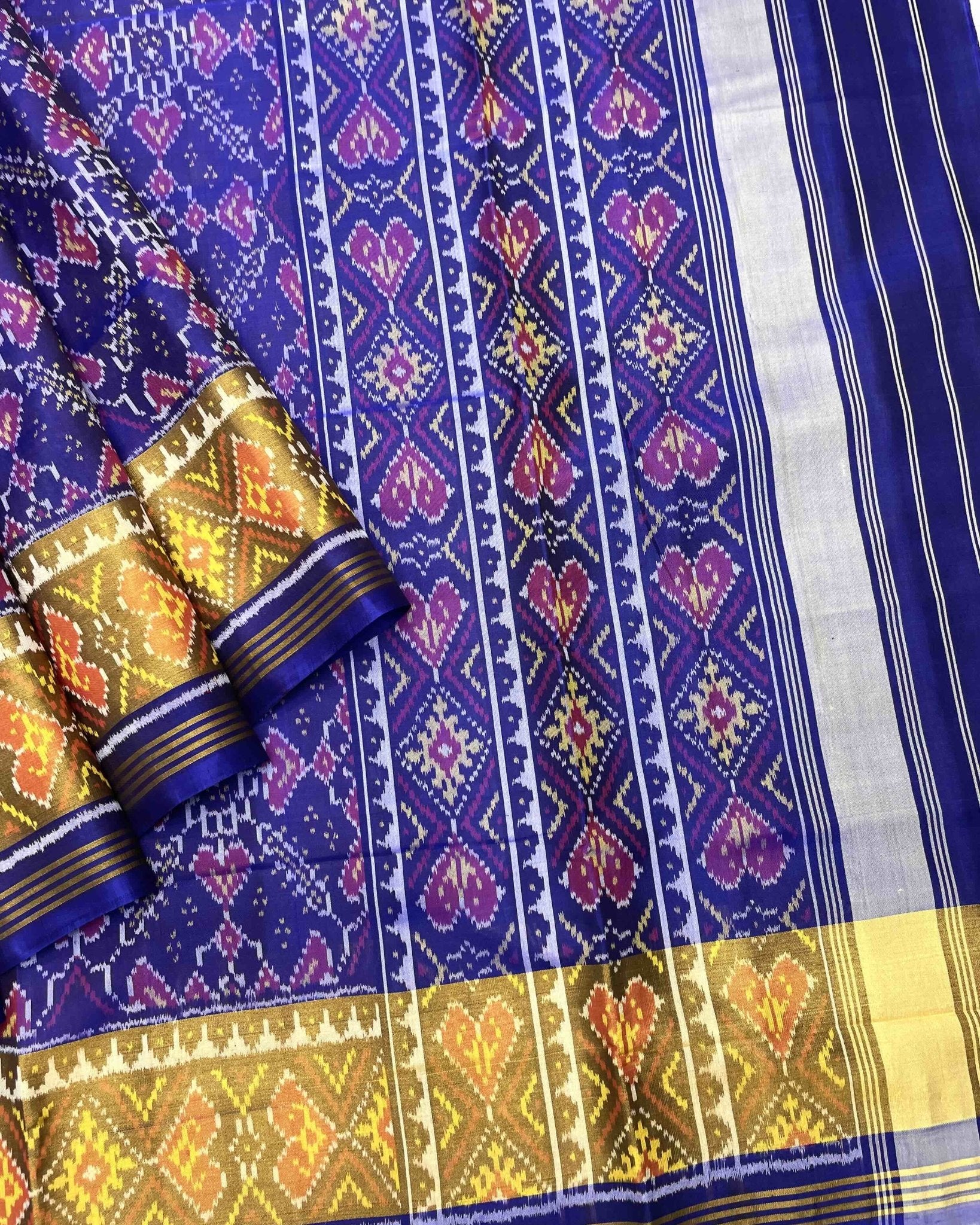 Blue Manekchowk Patola Saree - SindhoiPatolaArt