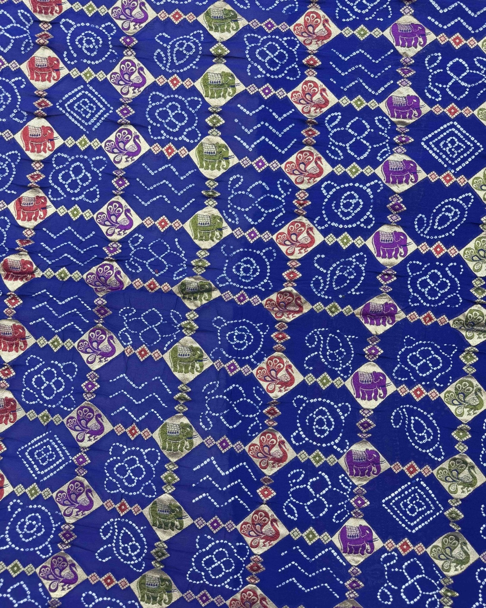 Blue Meenakari Banarasi Bandhani Saree - SindhoiPatolaArt