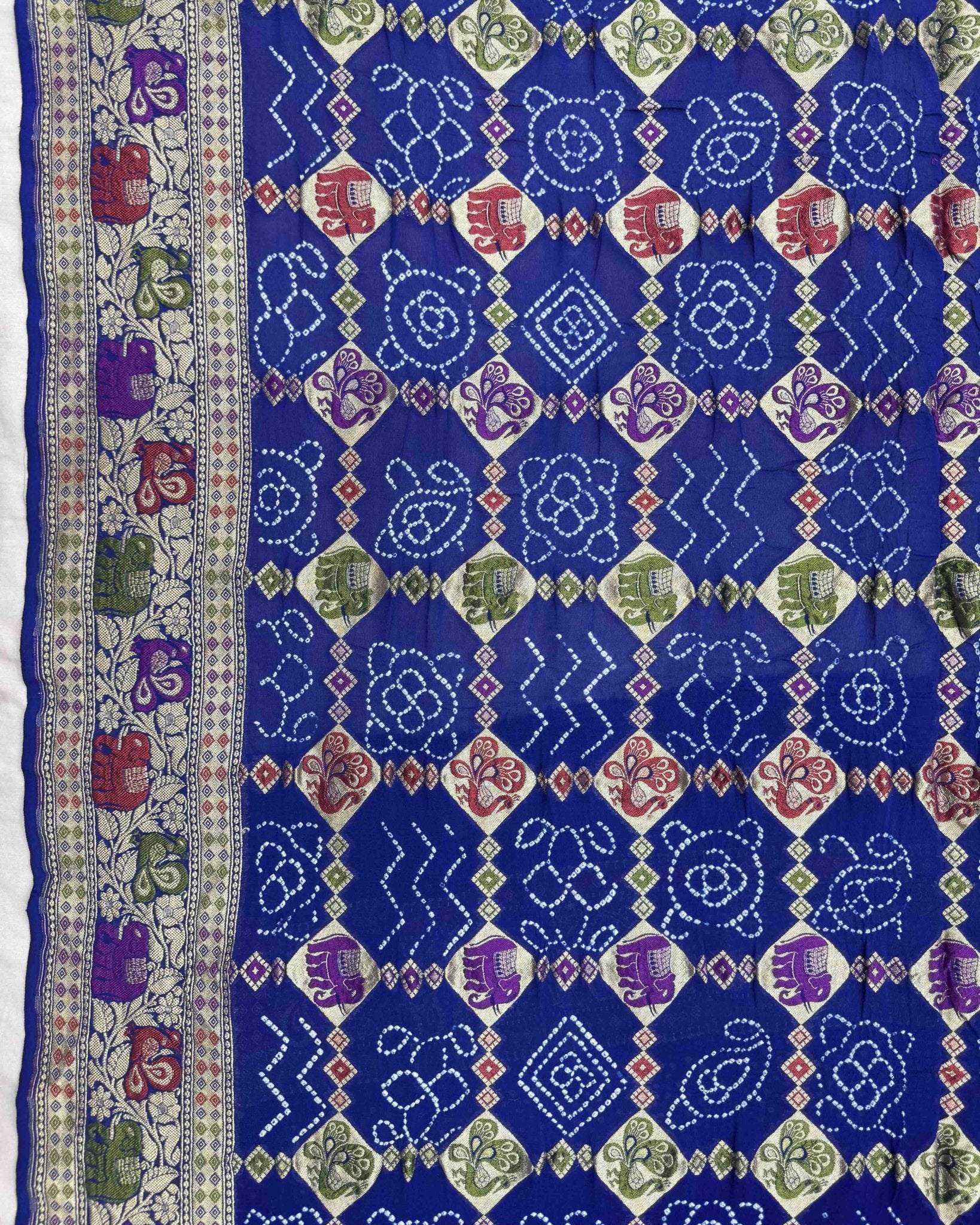 Blue Meenakari Banarasi Bandhani Saree - SindhoiPatolaArt
