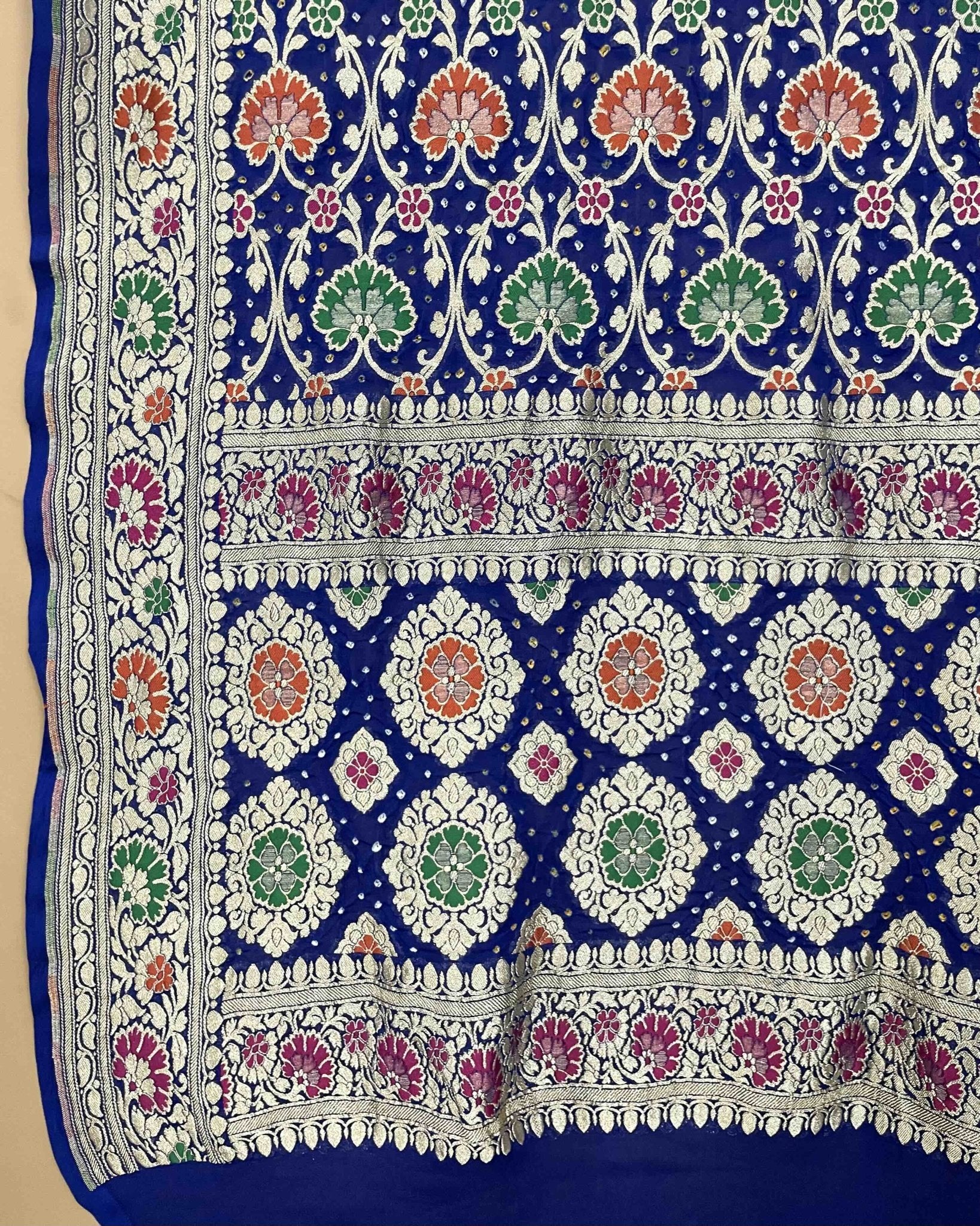 Blue Meenakari Georgette Bandhani Dupatta - SindhoiPatolaArt