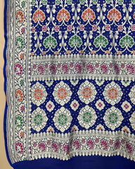 Blue Meenakari Georgette Bandhani Dupatta - SindhoiPatolaArt