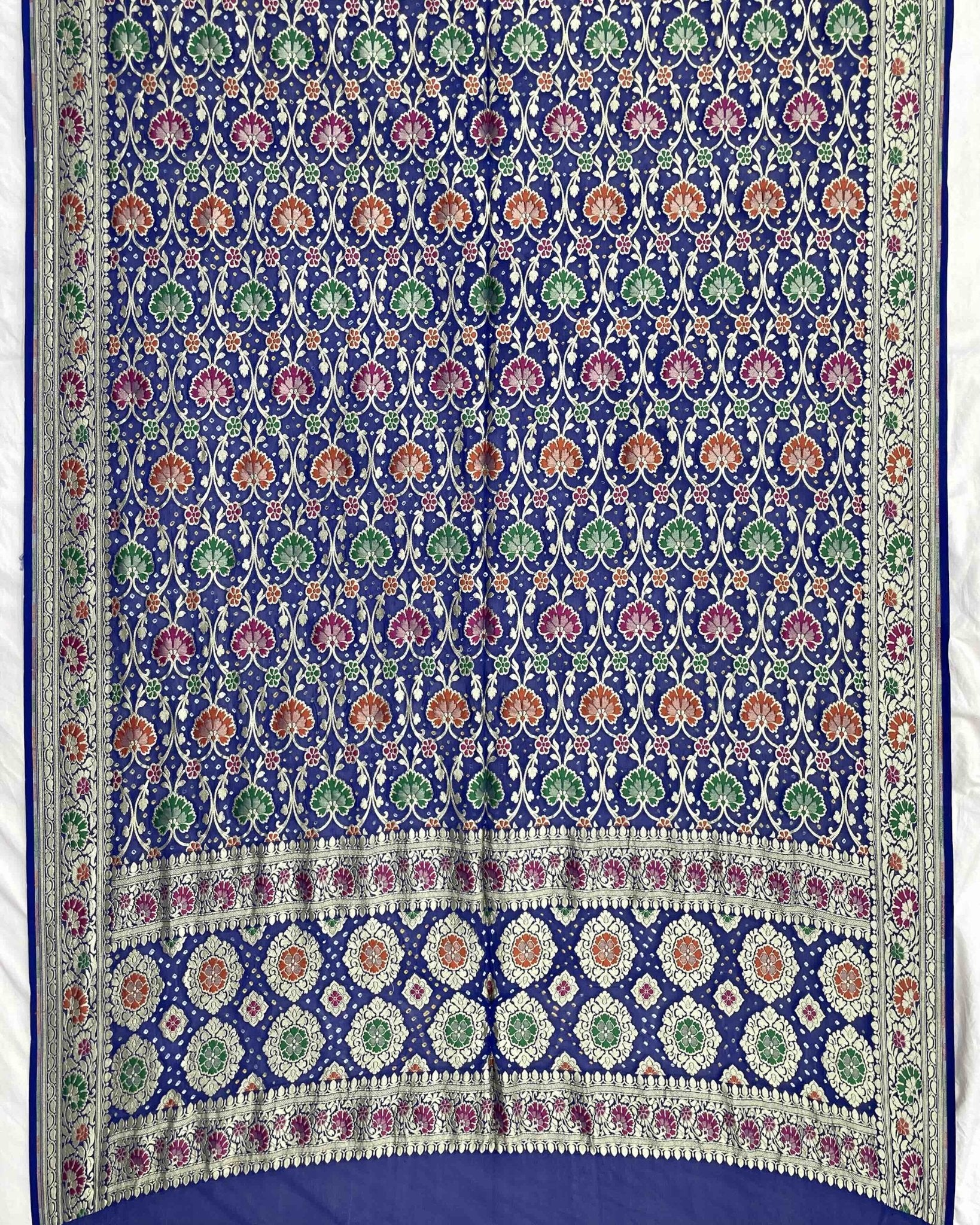Blue Meenakari Georgette Bandhani Dupatta - SindhoiPatolaArt