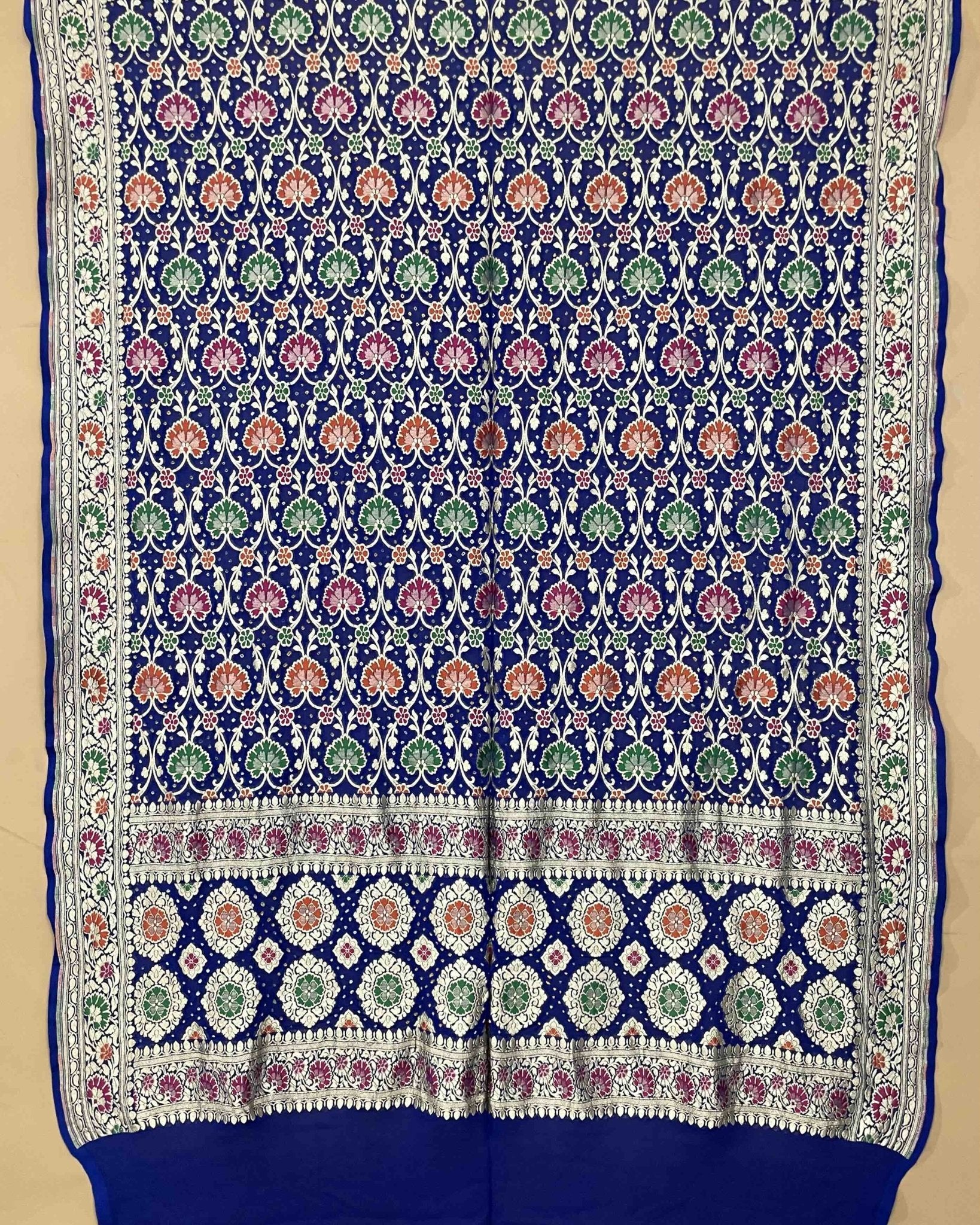Blue Meenakari Georgette Bandhani Dupatta - SindhoiPatolaArt