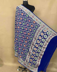 Blue Meenakari Georgette Bandhani Dupatta - SindhoiPatolaArt