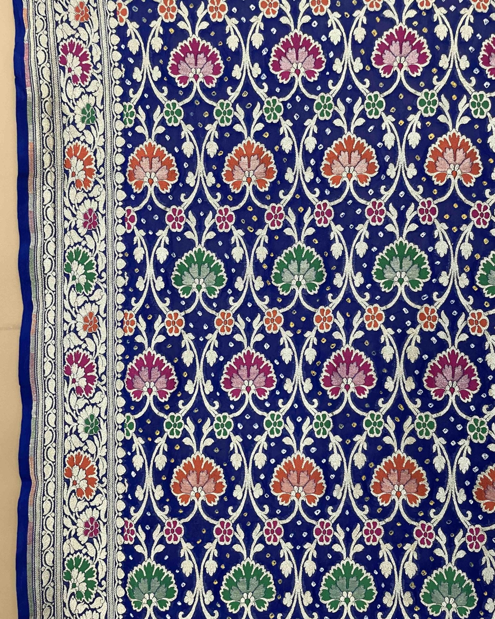 Blue Meenakari Georgette Bandhani Dupatta - SindhoiPatolaArt