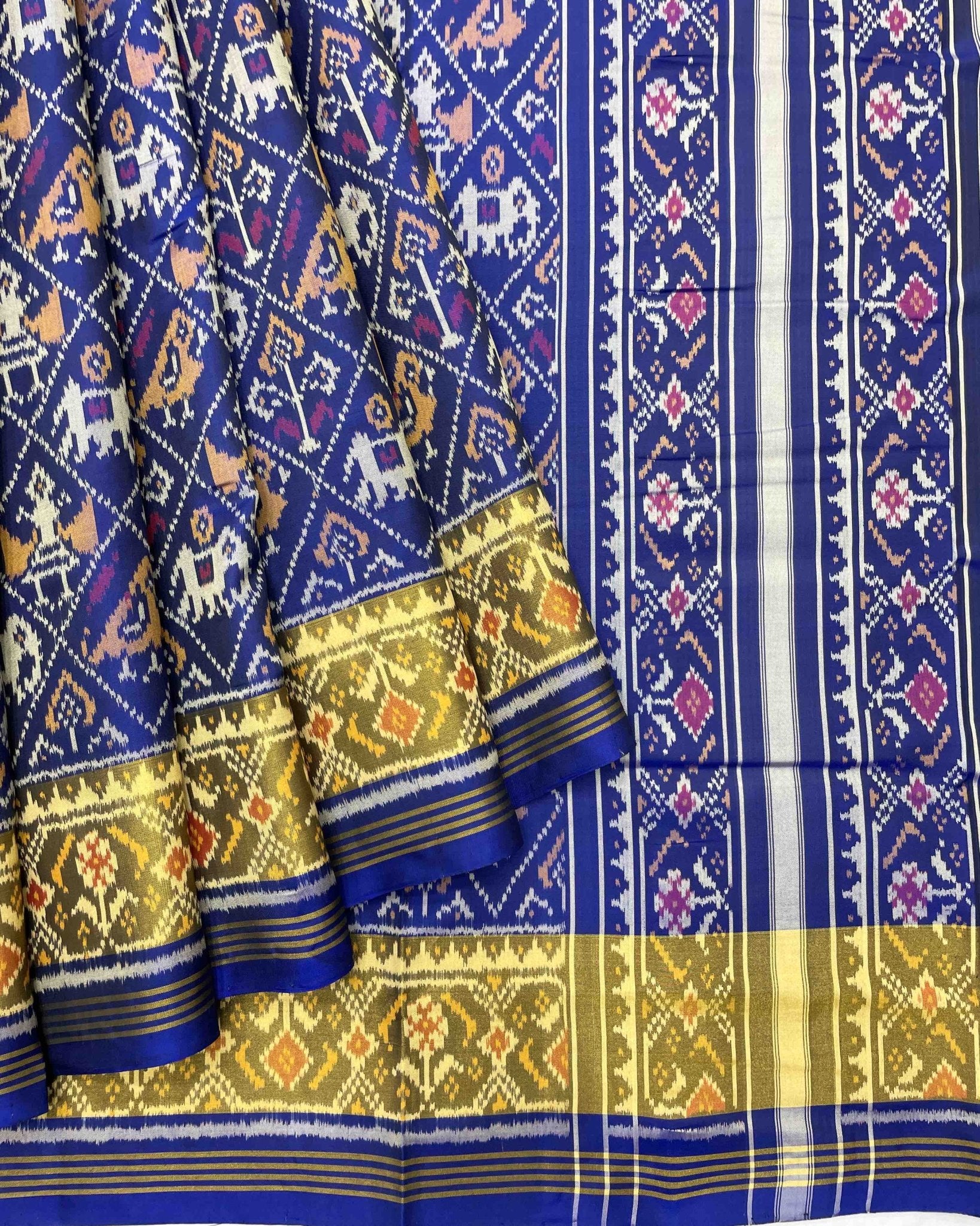 Blue Narikunj Designer Patola Saree - SindhoiPatolaArt