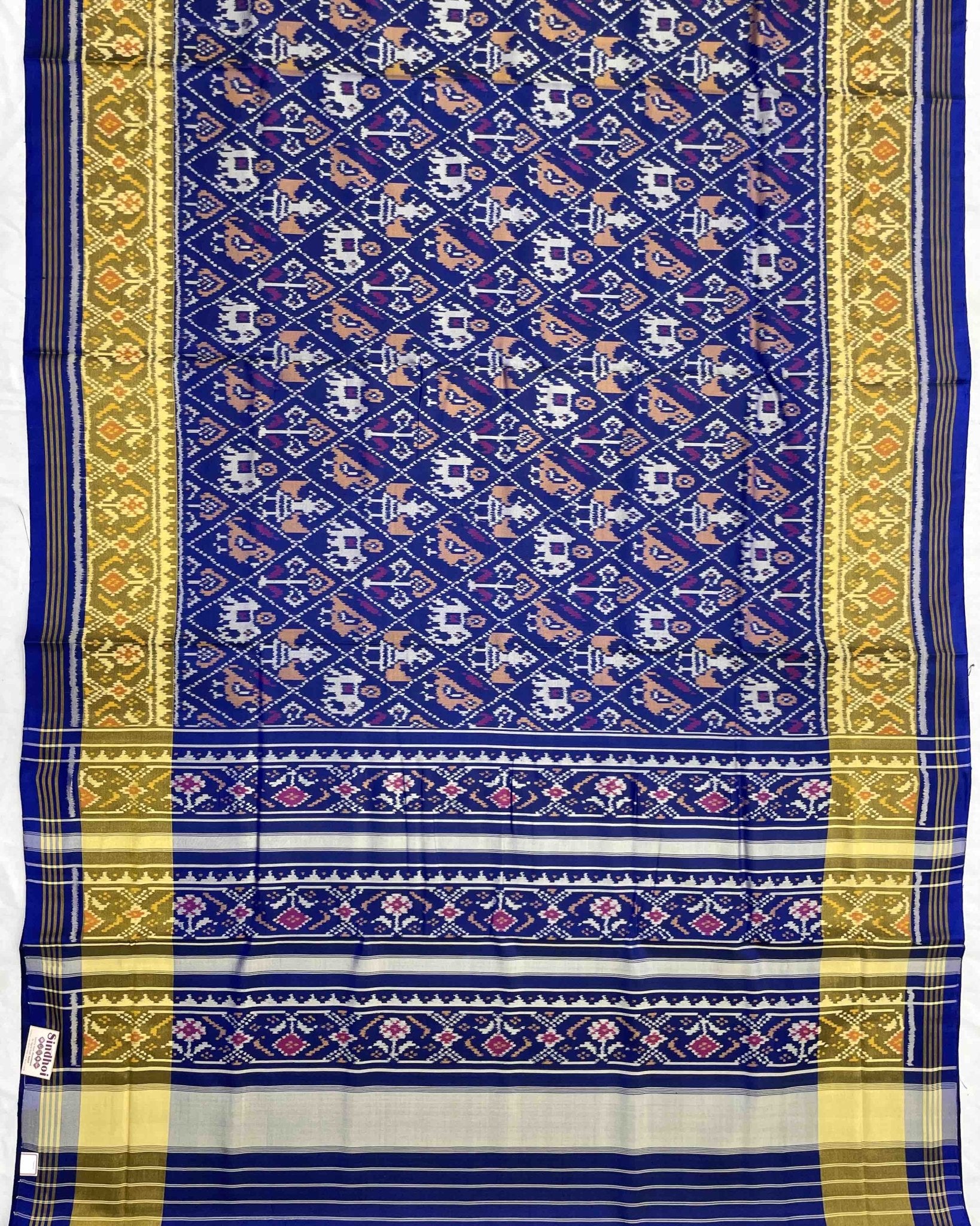 Blue Narikunj Designer Patola Saree - SindhoiPatolaArt