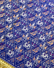 Blue Narikunj Designer Patola Saree - SindhoiPatolaArt