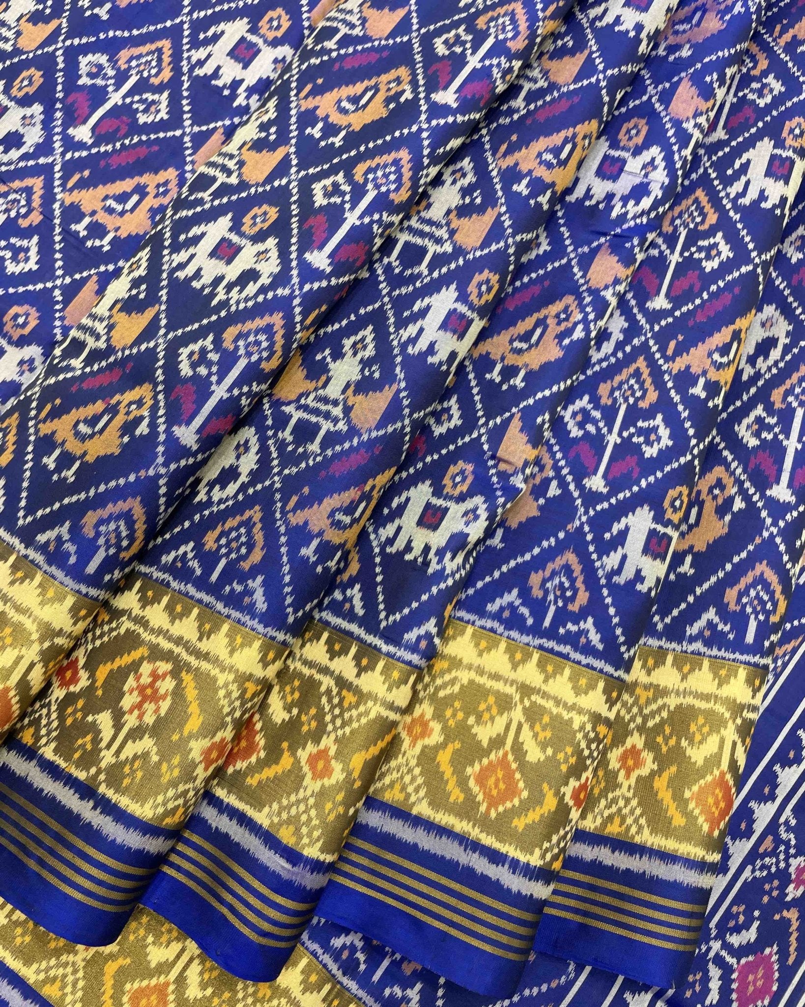 Blue Narikunj Designer Patola Saree - SindhoiPatolaArt