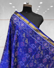 Blue Narikunj Leheriya Patola Dupatta - SindhoiPatolaArt