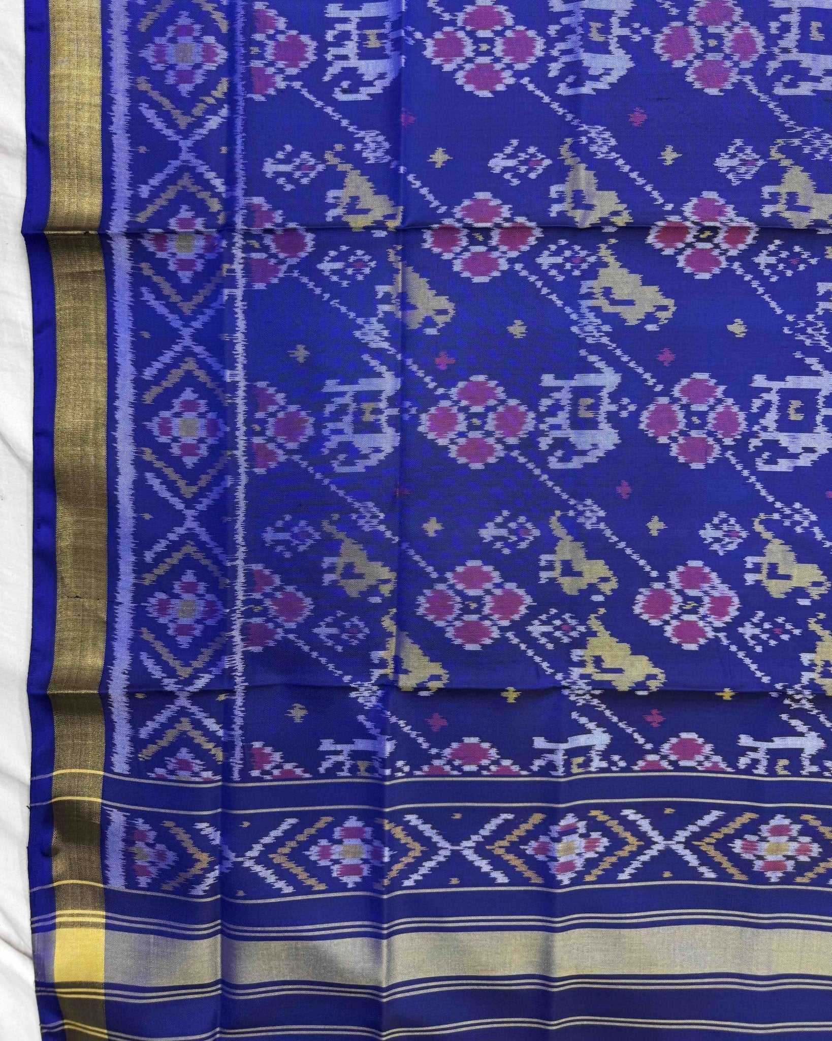 Blue Narikunj Leheriya Patola Dupatta - SindhoiPatolaArt