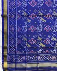Blue Narikunj Leheriya Patola Dupatta - SindhoiPatolaArt