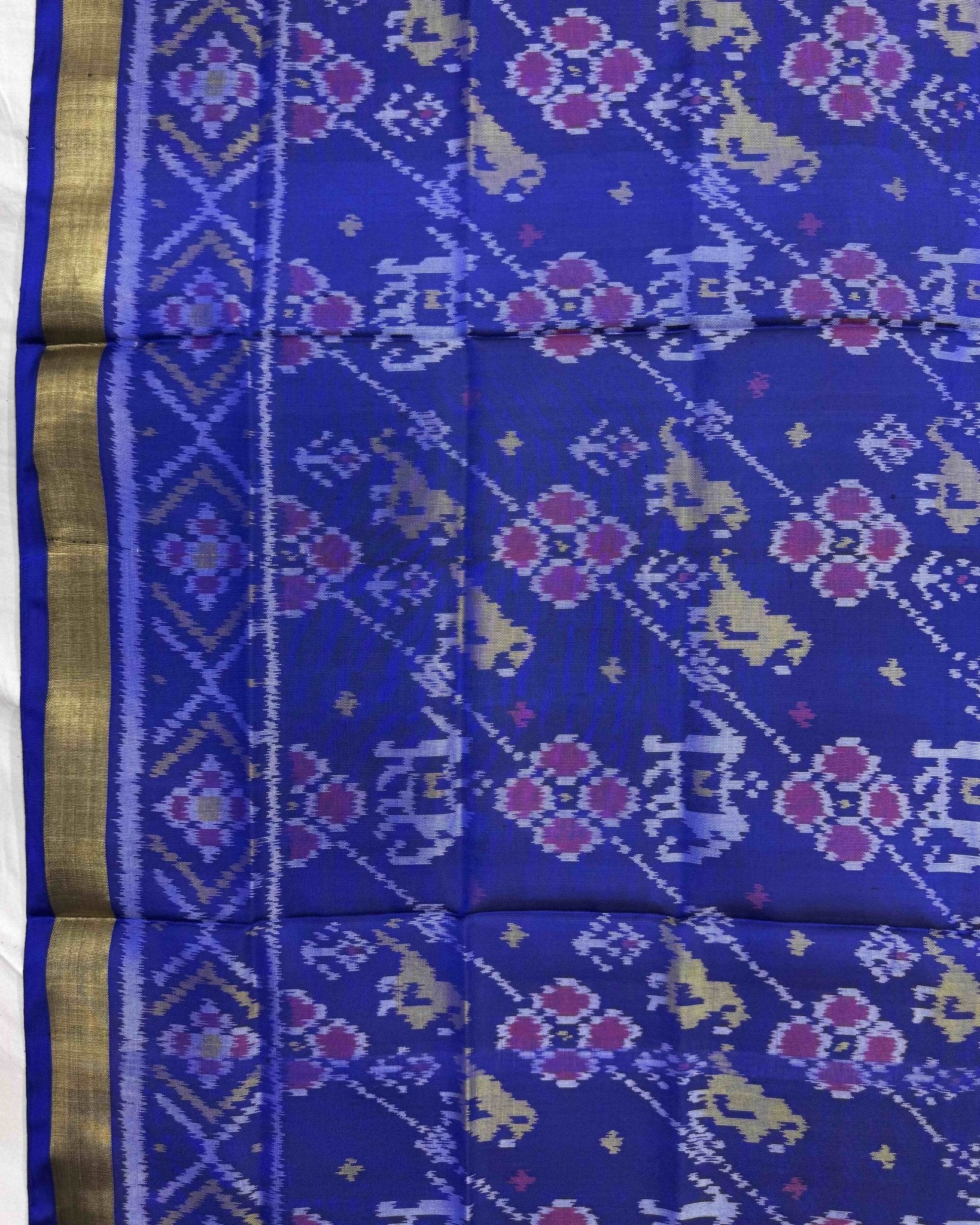 Blue Narikunj Leheriya Patola Dupatta - SindhoiPatolaArt