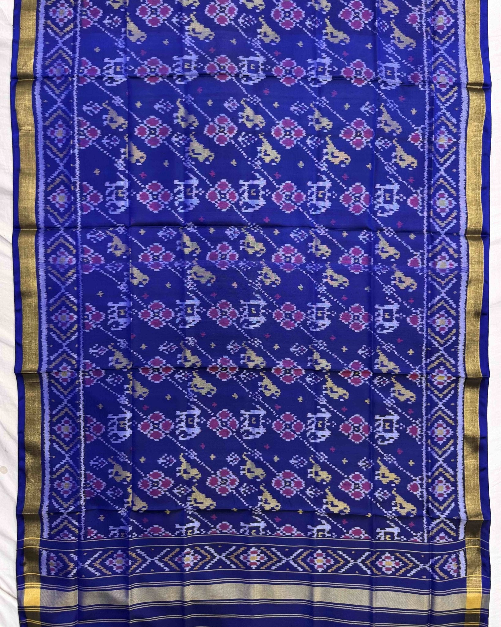 Blue Narikunj Leheriya Patola Dupatta - SindhoiPatolaArt