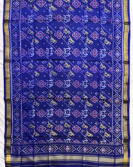 Blue Narikunj Leheriya Patola Dupatta - SindhoiPatolaArt