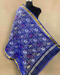 Blue Narikunj Patola Dupatta - SindhoiPatolaArt