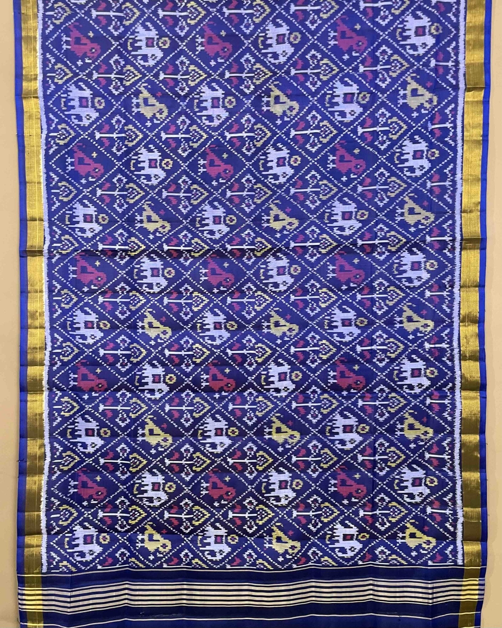 Blue Narikunj Patola Dupatta - SindhoiPatolaArt