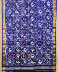 Blue Narikunj Patola Dupatta - SindhoiPatolaArt