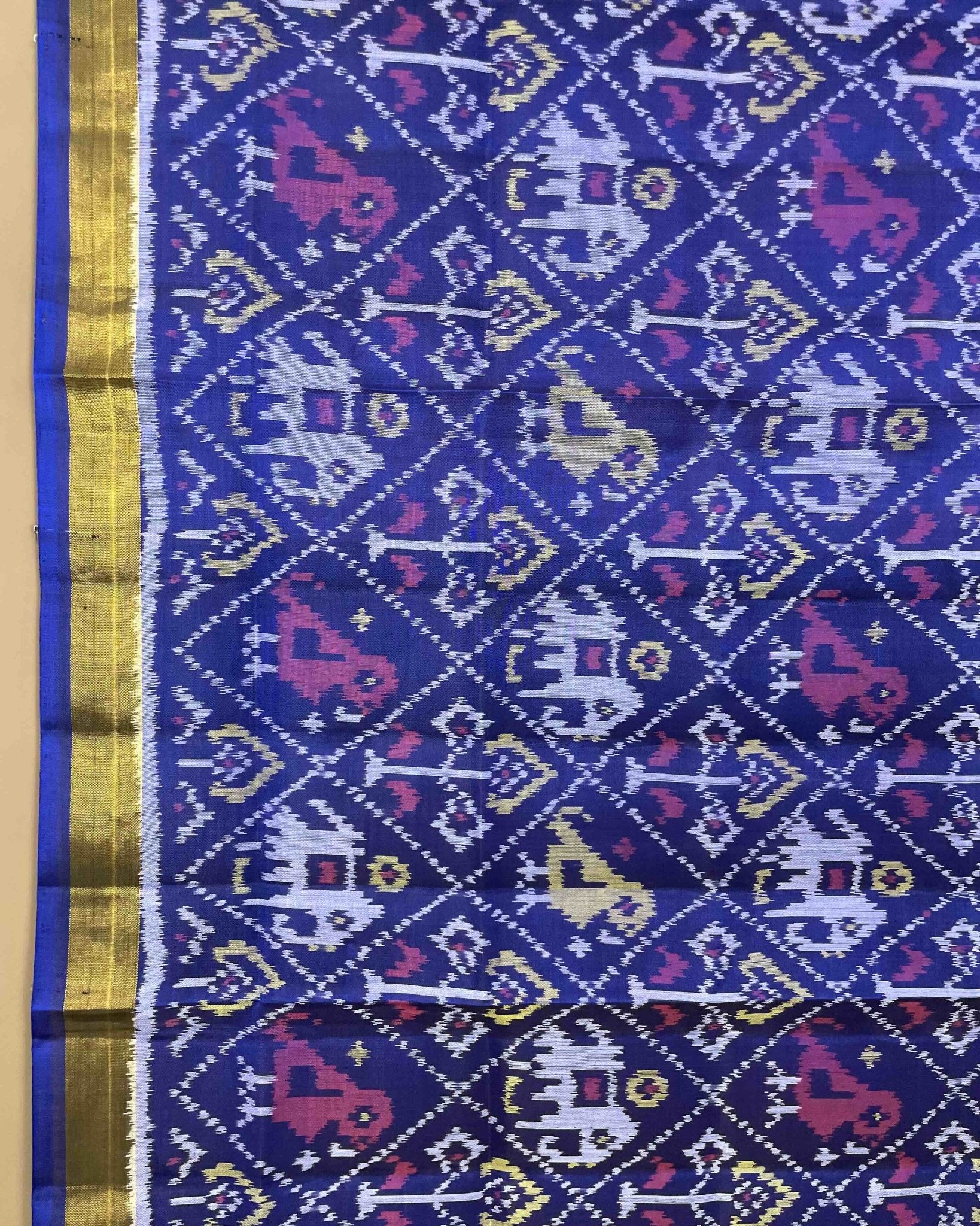 Blue Narikunj Patola Dupatta - SindhoiPatolaArt