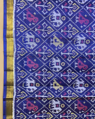 Blue Narikunj Patola Dupatta - SindhoiPatolaArt