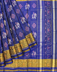 Blue Narikunj Patola Saree - SindhoiPatolaArt