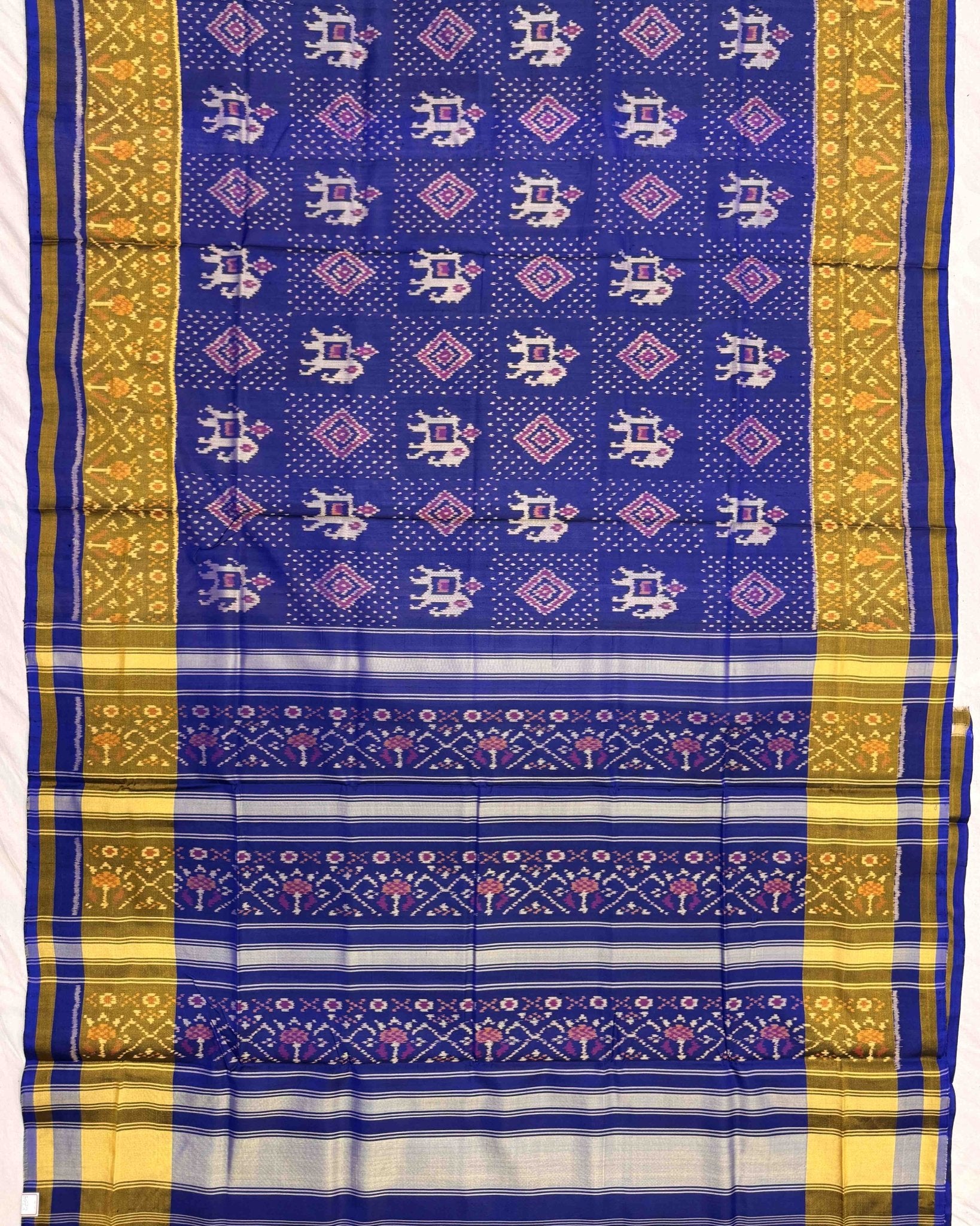 Blue Narikunj Patola Saree - SindhoiPatolaArt