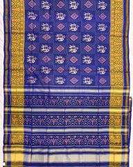 Blue Narikunj Patola Saree - SindhoiPatolaArt