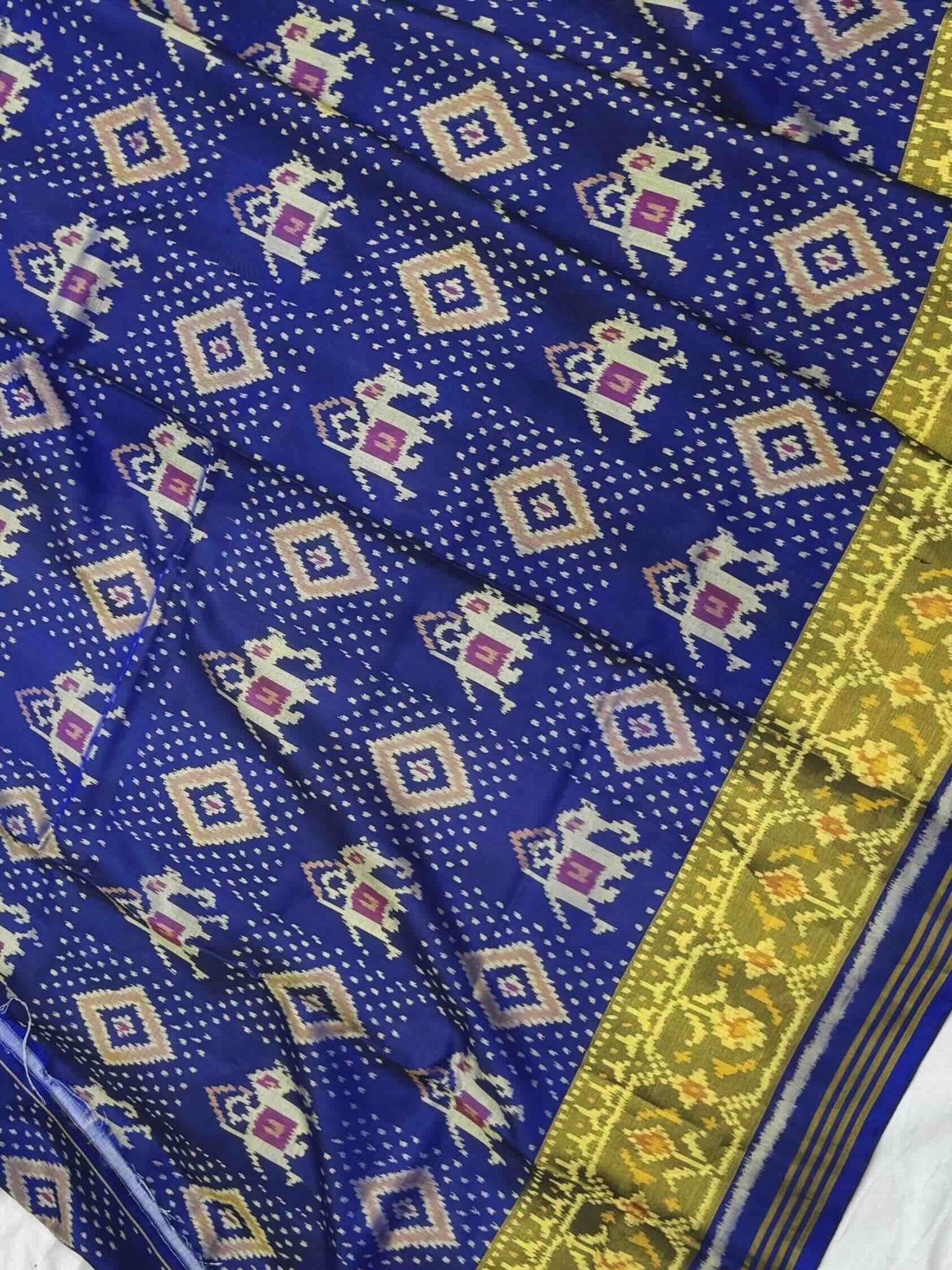 Blue Narikunj Patola Saree - SindhoiPatolaArt