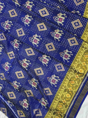 Blue Narikunj Patola Saree - SindhoiPatolaArt