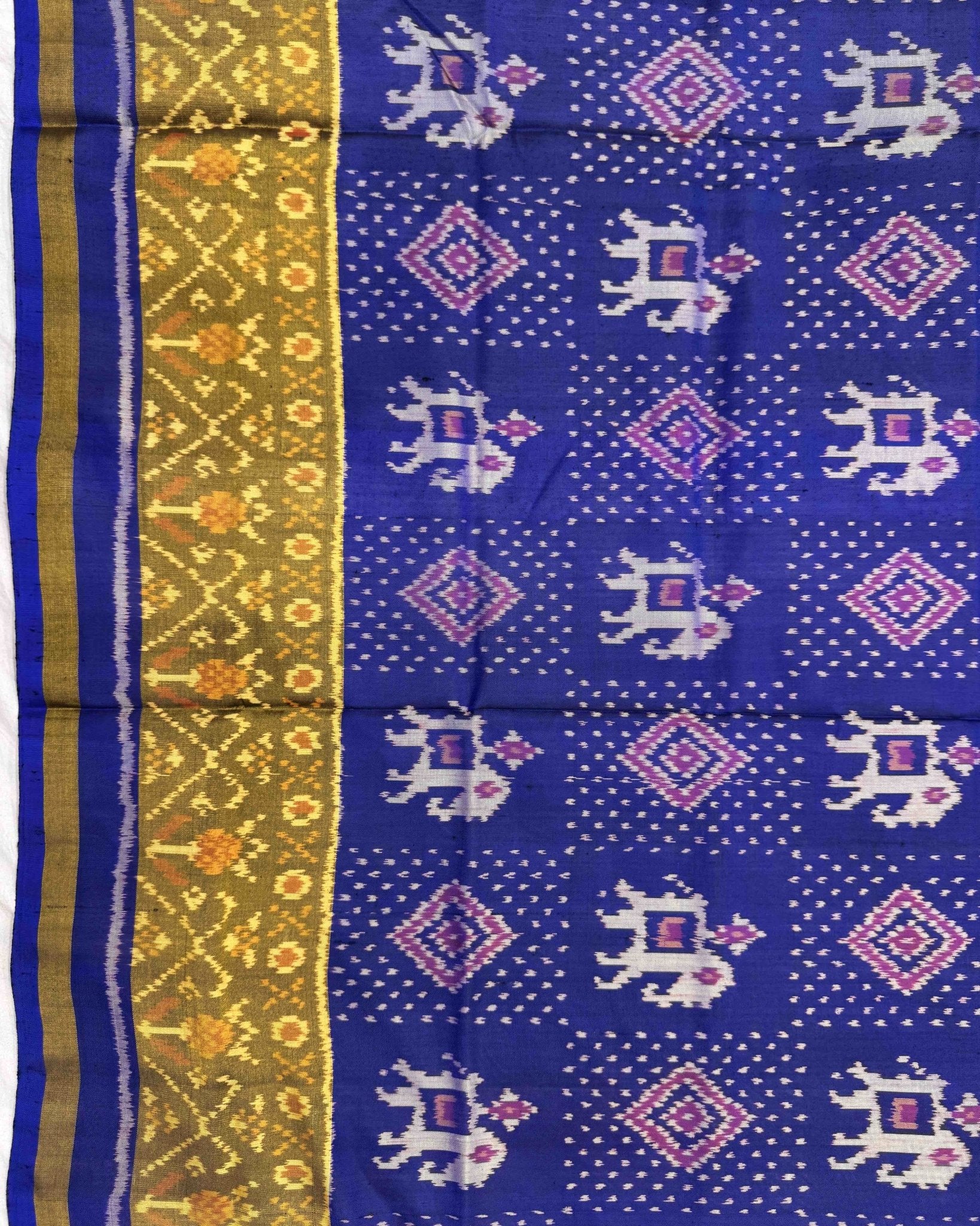 Blue Narikunj Patola Saree - SindhoiPatolaArt