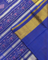 Blue Narikunj Patola Saree - SindhoiPatolaArt