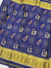 Blue Narikunj patola saree - SindhoiPatolaArt