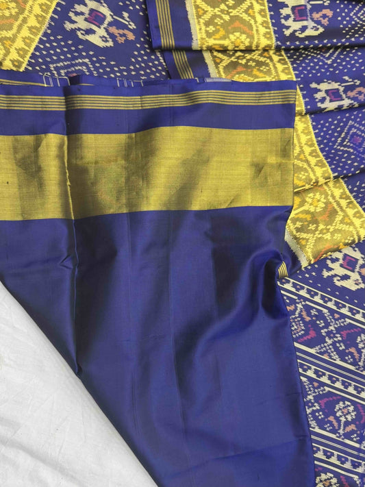 Blue Narikunj patola saree - SindhoiPatolaArt